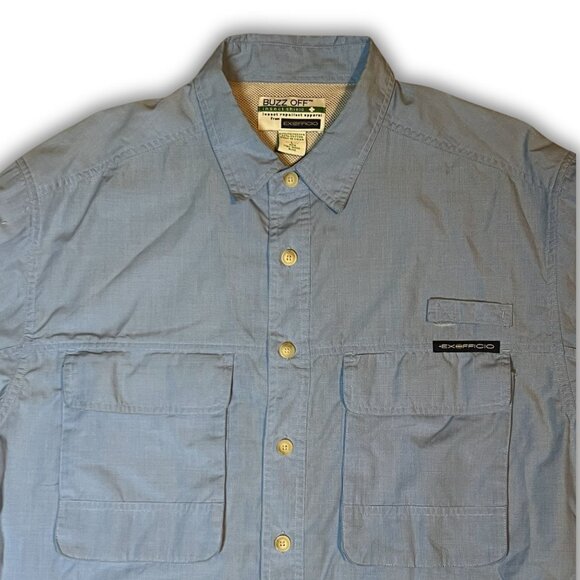 Exofficio Buzz Off Long-Sleeve Button-Up Shirt L Insect Repellent Lightweight Bl - Picture 4 of 7